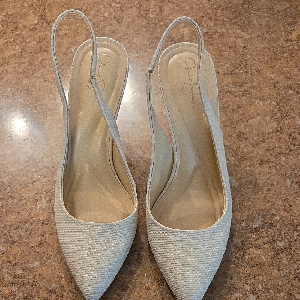 Jessica Simpson Cream Slingback Heels